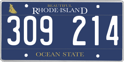 RI license plate 309214