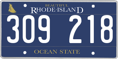 RI license plate 309218