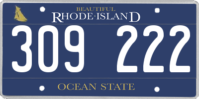 RI license plate 309222