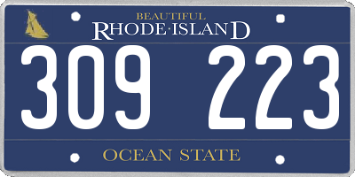 RI license plate 309223