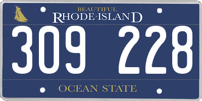 RI license plate 309228