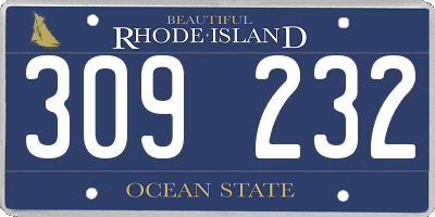 RI license plate 309232