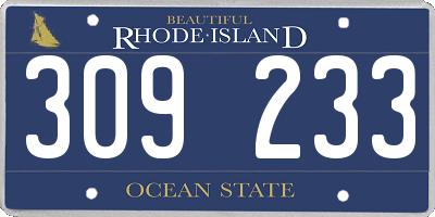 RI license plate 309233