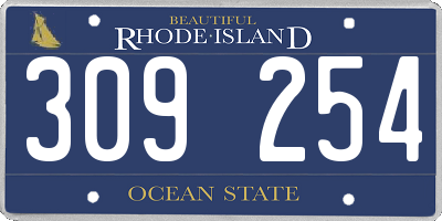 RI license plate 309254