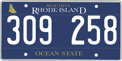 RI license plate 309258