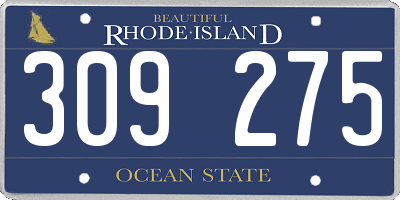 RI license plate 309275