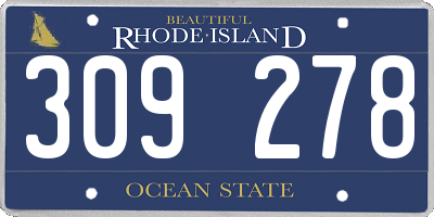 RI license plate 309278