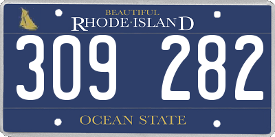 RI license plate 309282