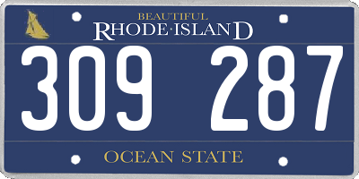 RI license plate 309287