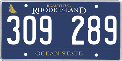 RI license plate 309289