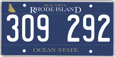 RI license plate 309292