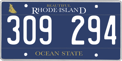 RI license plate 309294