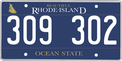 RI license plate 309302