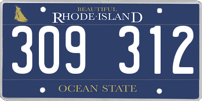 RI license plate 309312
