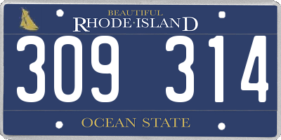 RI license plate 309314