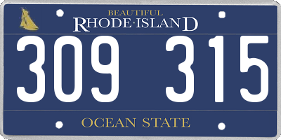 RI license plate 309315