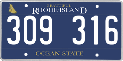 RI license plate 309316