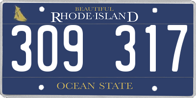 RI license plate 309317