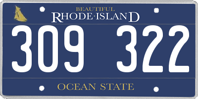 RI license plate 309322