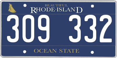 RI license plate 309332