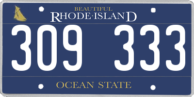RI license plate 309333