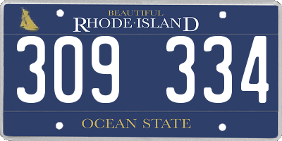 RI license plate 309334