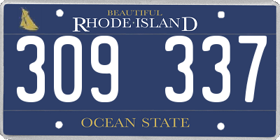 RI license plate 309337