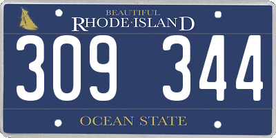 RI license plate 309344