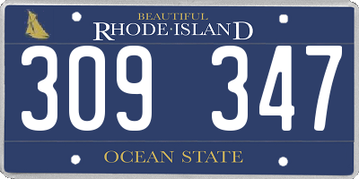 RI license plate 309347