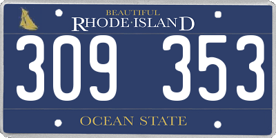 RI license plate 309353