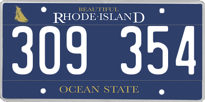 RI license plate 309354