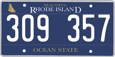 RI license plate 309357