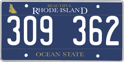 RI license plate 309362