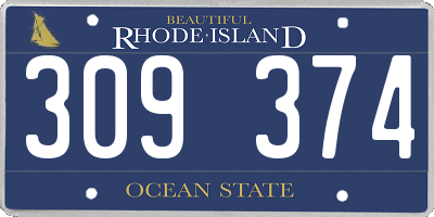 RI license plate 309374