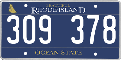 RI license plate 309378