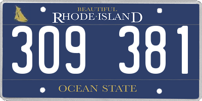 RI license plate 309381