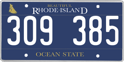 RI license plate 309385