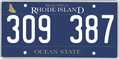 RI license plate 309387
