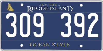 RI license plate 309392