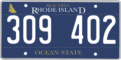 RI license plate 309402