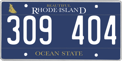 RI license plate 309404
