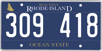 RI license plate 309418