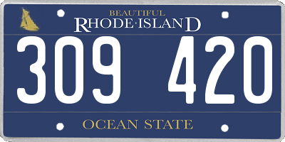 RI license plate 309420