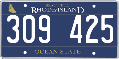 RI license plate 309425