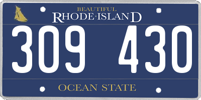 RI license plate 309430