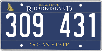 RI license plate 309431