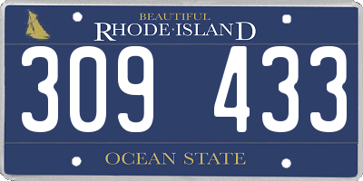 RI license plate 309433