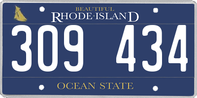 RI license plate 309434