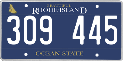 RI license plate 309445
