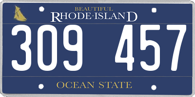 RI license plate 309457